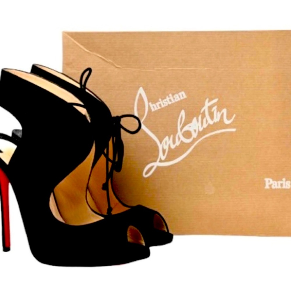 CHRISTIAN LOUBOUTIN Black Allegra Suede Stiletto Sandal